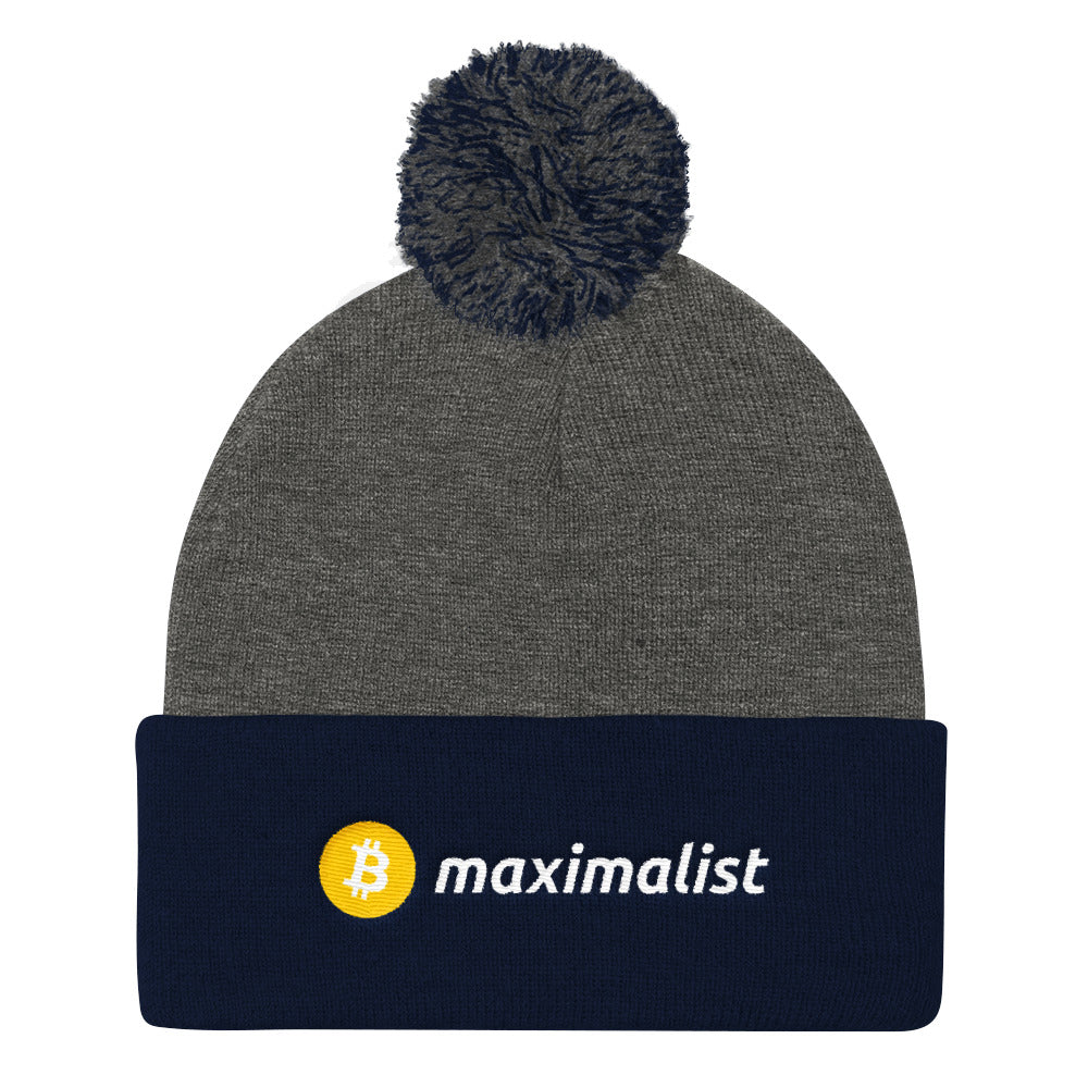 Bitcoin Maximalist - Pom Pom Knit Cap – Orange Coin Goods
